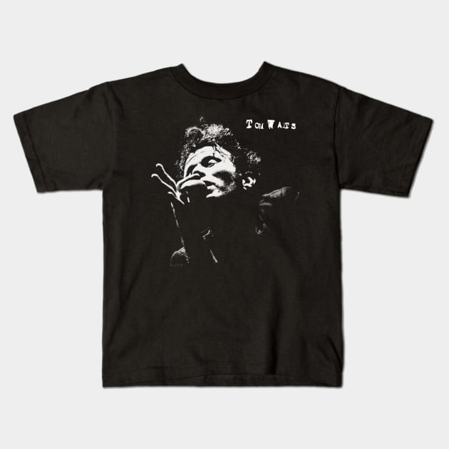 Retro Portrait Tom Waits Kids T-Shirt by GekNdangSugih